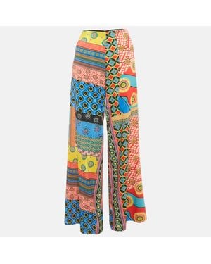 Alice + Olivia Printed Crepe Wide-Leg Pants - Blue