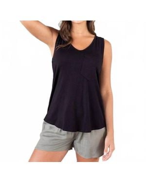 Grace and Lace Perfect Pocket V-Neck Tank Top - Blue