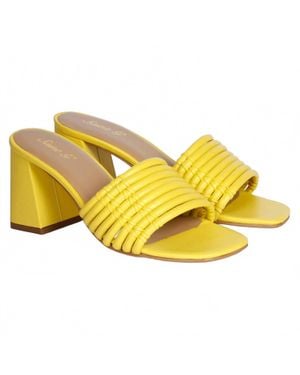 Saint G. Bethany Leather Block Heel - Yellow