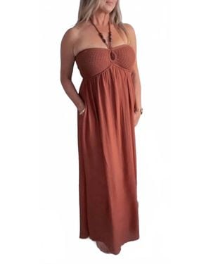Blu Pepper Halter Maxi Dress - Red