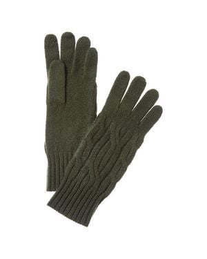 Hannah Rose Wide Cable Cashmere Gloves - Green