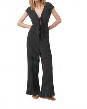 Project Social T Lowa Tie-Front Rib Jumpsuit - Black
