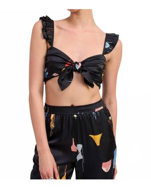 emory park Beach Mode Tie-Front Bralette Top - Black