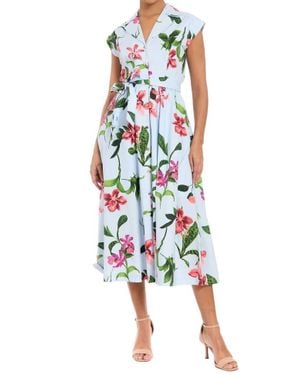 London Times Rosemary Cotton Belted Shirt Dress - White