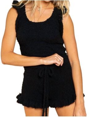 Pol Cozy Flutter Sleeve Crop Cami - Black