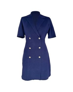Maje Ralazer Double-Breasted Mini Dress - Blue