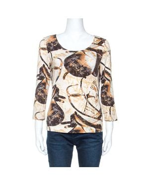 ESCADA Jersey Saddle Print Long Sleeves Top - Natural