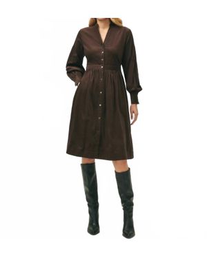 Brooks Brothers Corduroy A-Line Shirt Midi Dress - Black