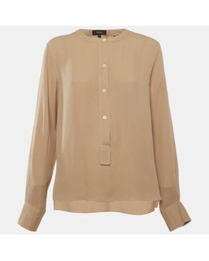 Theory Chiffon Long Sleeve Blouse - Natural