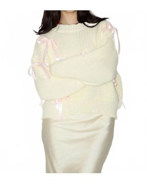 Bailey Rose Satin Ribbon Pull On Sweater - Natural