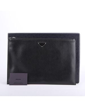Prada Saffiano Leather Clutch - Black