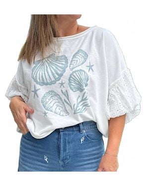 Eesome Beach Puff Sleeve Top - Blue