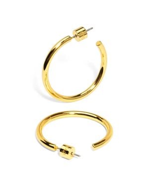 Rho Small Thin Hoop Earring - Metallic