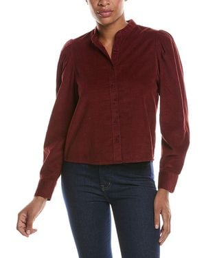 Madewell Puff Sleeve Button-Up Shirt - Red