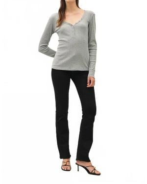 Be Cool Anna Henley Snap Top - Gray