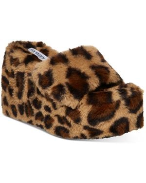 Steve Madden Vito Platform Slip On Wedge Sandals - Brown