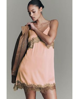 RMN Lara Lace-Trim Mini Slip Dress - Metallic