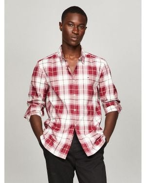 Tommy Hilfiger Regular Fit Plaid Poplin Shirt - Red