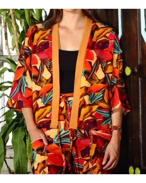 KikiSol Searenity Desert Fruit French Terry Shrug - Orange