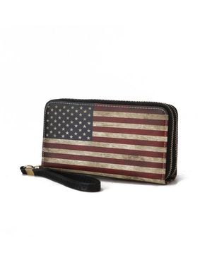 MKF Collection by Mia K Uriel Vegan Leather Flag Wristlet Wallet - Brown