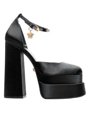 Versace Runway Aevitas 155 Satin G Crystal Medusa Double Platform - Black