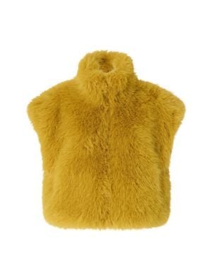 Pinko Plush Boxy Gilet - Yellow