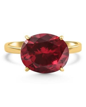Pompeii3 Ruby Sidways Solitaire Ring 14K Lab Grown - Red