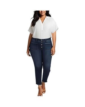 NYDJ Plus Stretch Denim Straight Leg Jeans - Blue