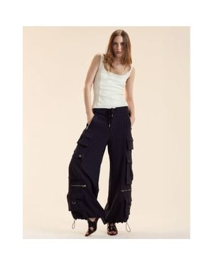 Cynthia Rowley Pinstripe Cargo Pants - Blue