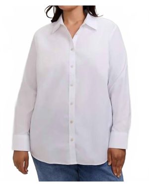 Foxcroft Meghan No Iron Pinpoint Long Sleeve Shirt - White