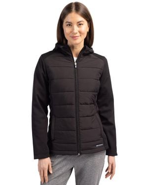 Cutter & Buck Evoke Hybrid Softshell Full Zip Hooded Long Sleevejacket - Black