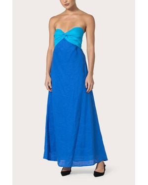 LUSANA Melody Linen Maxi Dress - Blue