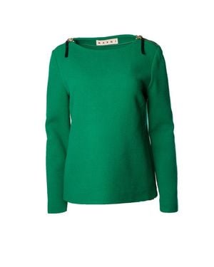 Marni Wool Top With Zippers - Green