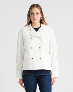 NVLT Double Breasted Short Trench Coat - White