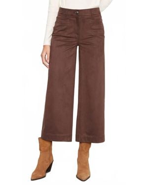 Charlie b Faux Suede Cropped Wide Leg Pants - Brown