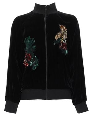 P.A.R.O.S.H. Velvet Zip-Up Jacket With Sequin Embellishments - Black