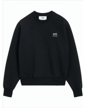Ami Paris Relaxed-Fit Long-Sleeve Sweatshirt With Embroidered Detail - Black
