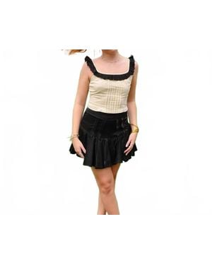 Urban Daizy Ruffle Corset Top - Black