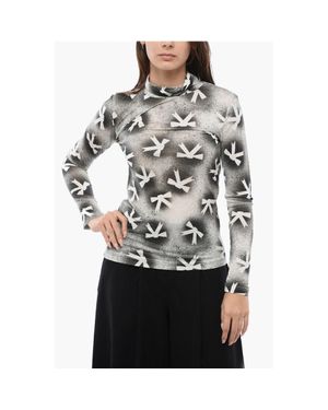 Viktor & Rolf Turtle Neck Long Sleeved Top With Bow Print - Gray
