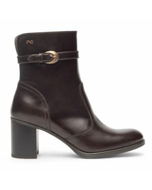 Nero Giardini Shiny High Heel Ankle Bootie - Brown
