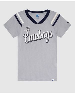 Starter Dallas Cowboys V-Neck Striped Sleeve Shirt - Gray
