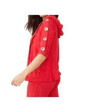 French Kyss Soft Stretch 3/4 Grommet Crew Top - Red