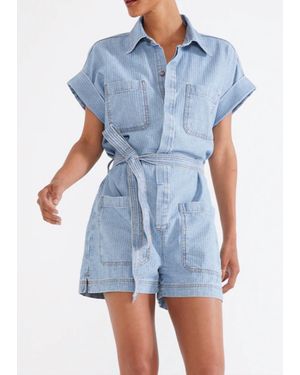 eTica Adeya Stripe Denim Romper - Blue