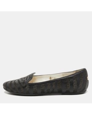 Roberto Cavalli Leather Laser Cut Ballet Flats - Black