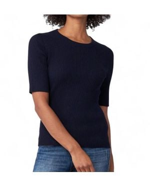 Repeat Cashmere Short Sleeve Fine Rib Crew Sweater - Blue