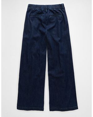American Eagle Outfitters Ae Stretch Super High-Waisted Ultra Wide-Leg Trouser Jean - Blue