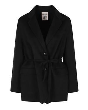 Semicouture Corine Belted Tailored Virgin Wool Coat - Black