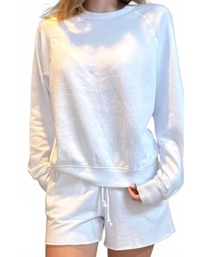 Bobi Classic Raglan Pullover Sweater - White