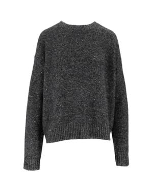 ELEH Cropped Speckled Knit Wool Sweater - Gray