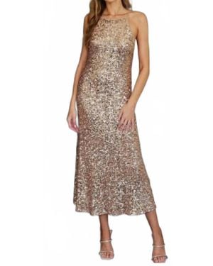 Dress Forum Sequined Soft Tie Halter Neck Maxi Cocktail Party Dress - Natural